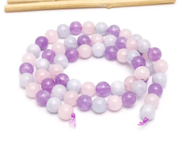 Sirag mix de Ametist, Cuart si Aquamarin sfere 6mm