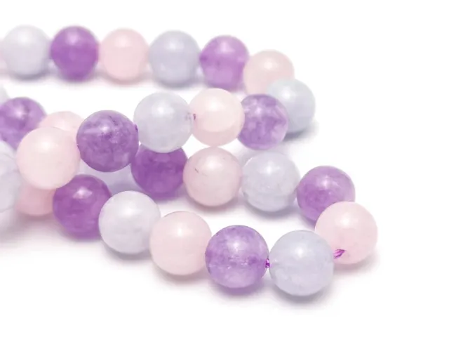 Sirag mix de Ametist, Cuart si Aquamarin sfere 6mm