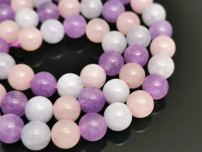 Sirag mix de Ametist, Cuart si Aquamarin sfere 6mm