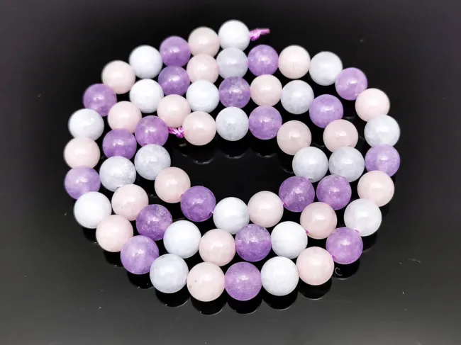 Sirag mix de Ametist, Cuart si Aquamarin sfere 6mm