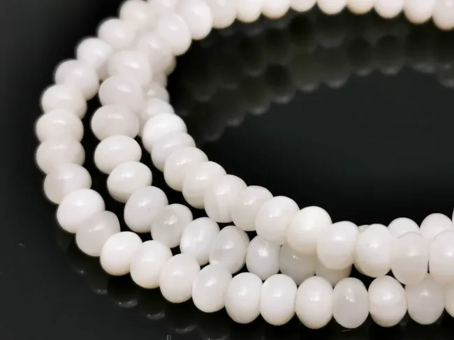 Sirag sidef rondele 4x3mm alb