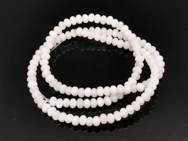 Sirag sidef rondele 4x3mm alb