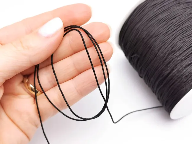 Rola snur nylon pentru bratari grosime 1mm negru (300m)