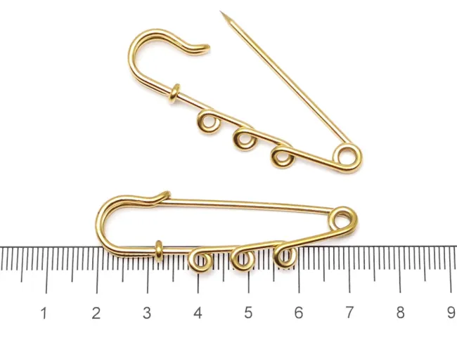 Ac de brosa otel inoxidabil 304 auriu placat IP cu trei bucle 50x16x7mm
