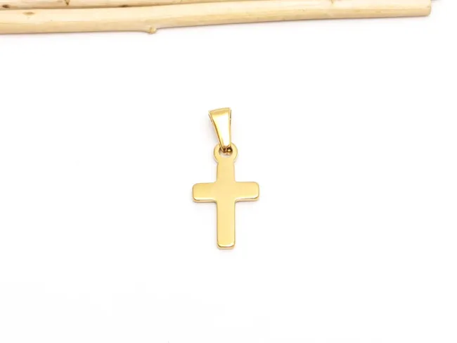 Charm otel inoxidabil 304 auriu cruce 18x12x1.5mm