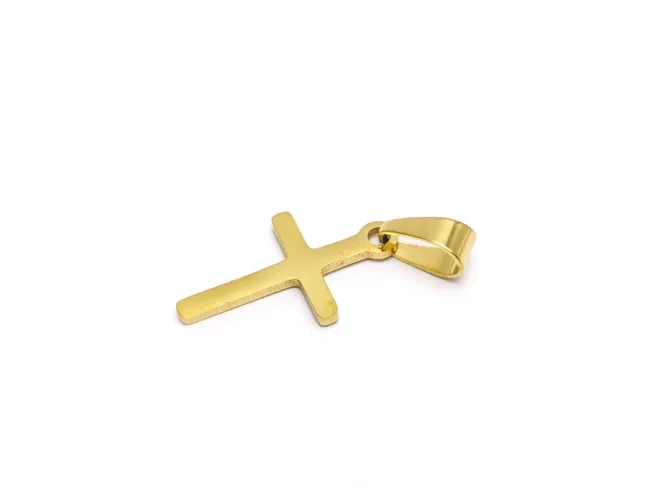 Charm otel inoxidabil 304 auriu cruce 17x10x1.3mm