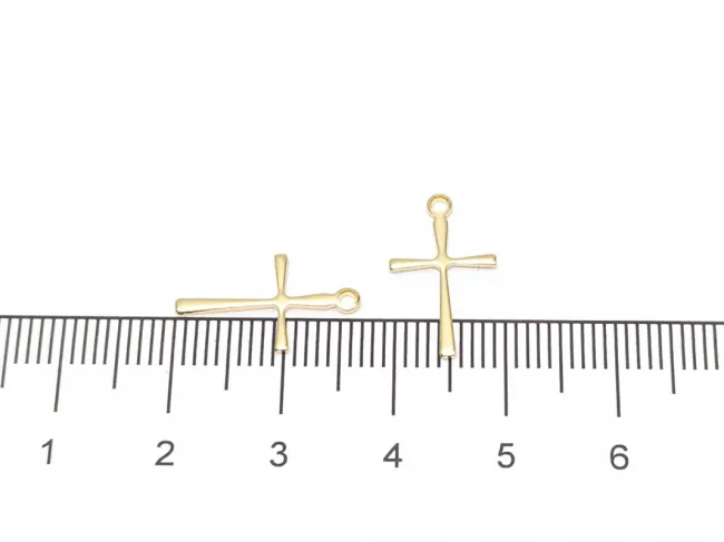 Charm otel inoxidabil 304 auriu cruce 16x10x0.7mm