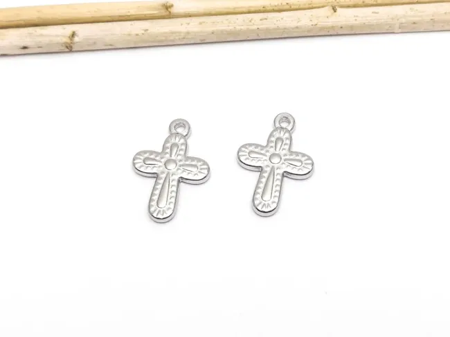 Charm otel inoxidabil 304 cruce 19x13.5x3mm