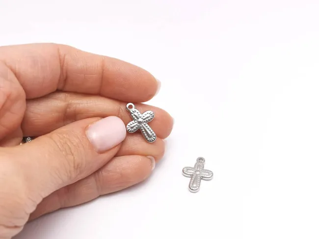 Charm otel inoxidabil 304 cruce 19x13.5x3mm