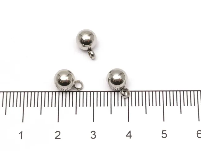 Charm otel inoxidabil 304 biluta 9x6mm