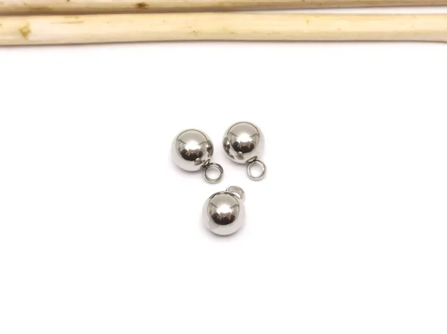 Charm otel inoxidabil 304 biluta 9x6mm