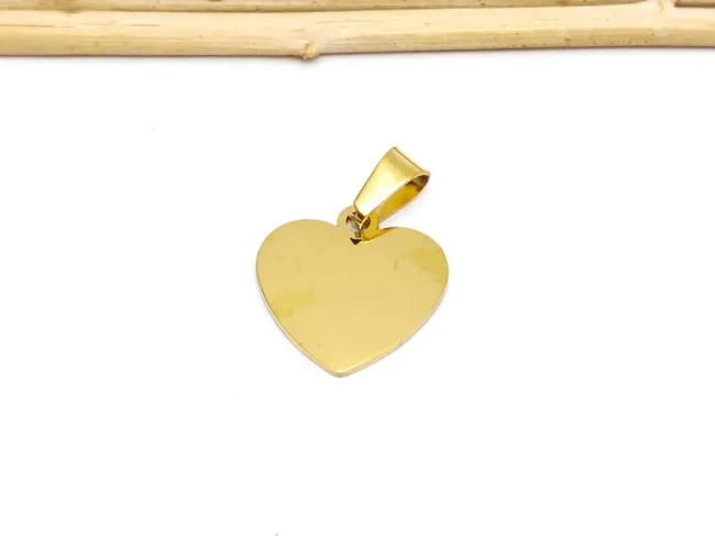 Charm otel inoxidabil 304 auriu placat IP inima 17x16x1.2mm