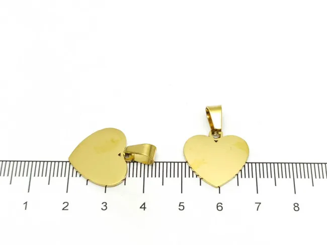Charm otel inoxidabil 304 auriu placat IP inima 17x16x1.2mm
