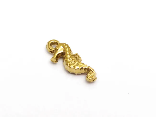 Charm otel inoxidabil 304 auriu placat IP calut de mare 14.5x5x3mm