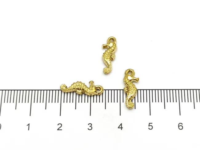 Charm otel inoxidabil 304 auriu placat IP calut de mare 14.5x5x3mm