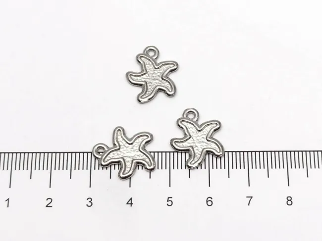 Charm otel inoxidabil 304 stea de mare 15x14x1.5mm