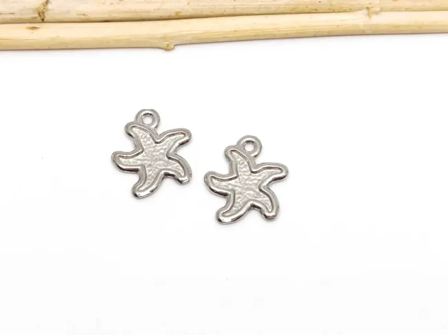 Charm otel inoxidabil 304 stea de mare 15x14x1.5mm