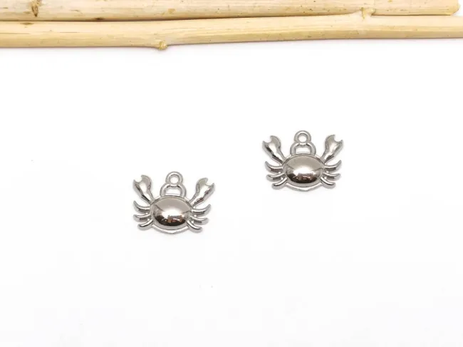 Charm otel inoxidabil 304 crab 13.5x10.5x3mm