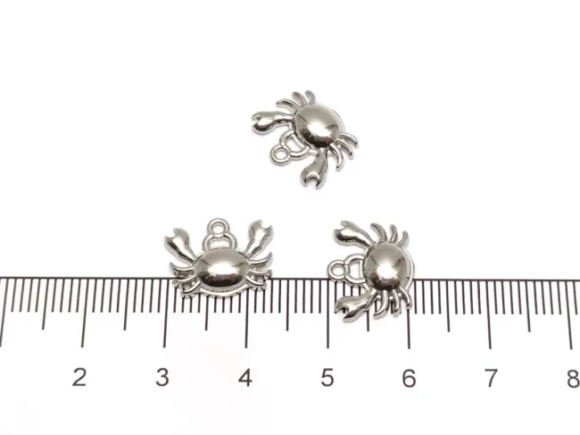 Charm otel inoxidabil 304 crab 13.5x10.5x3mm