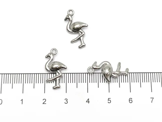 Charm otel inoxidabil 304 flamingo 18.5x10x4mm