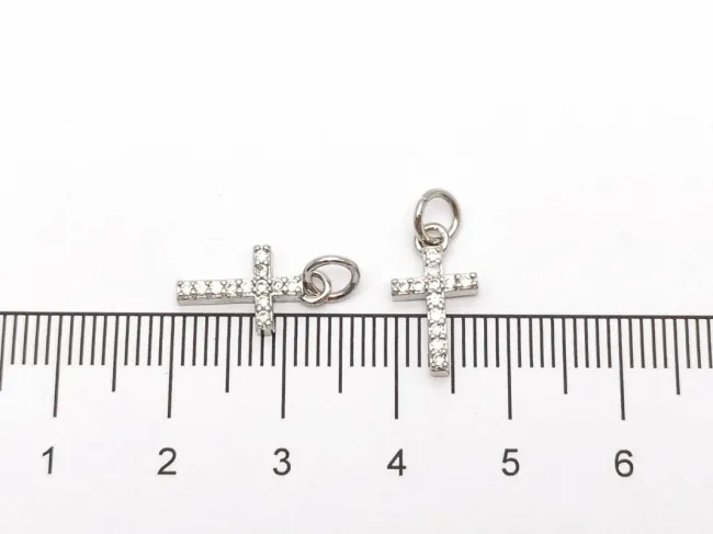 Charm cruce din cubic zirconia argintiu 13x7mm
