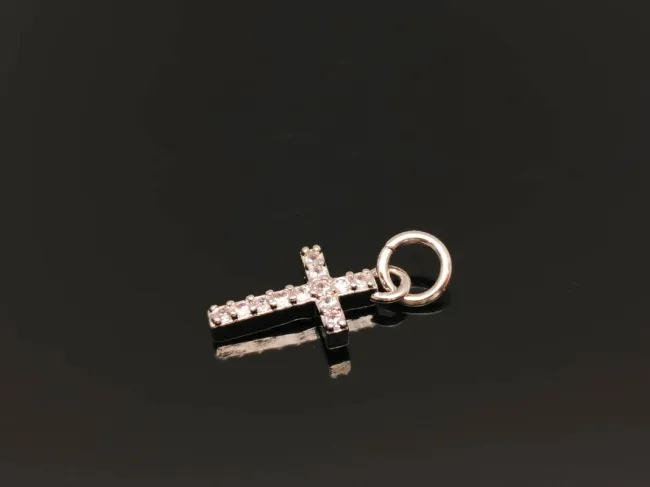 Charm cruce din cubic zirconia argintiu 13x7mm