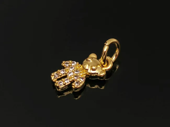 Charm ursulet din cubic zirconia auriu 10.5x6mm