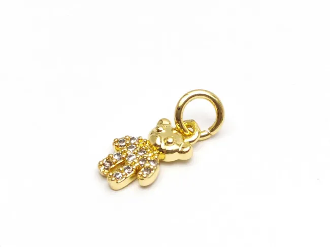 Charm ursulet din cubic zirconia auriu 10.5x6mm