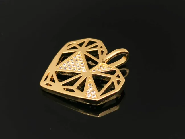 Charm inima din cubic zirconia 23x22mm auriu
