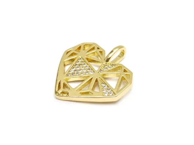 Charm inima din cubic zirconia 23x22mm auriu