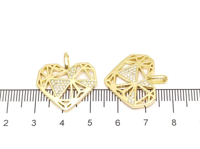 Charm inima din cubic zirconia 23x22mm auriu