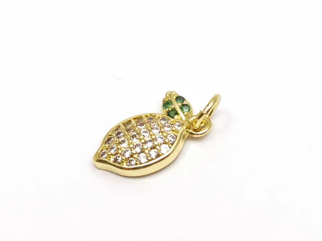 Charm lamaie din cubic zirconia auriu 14x10mm