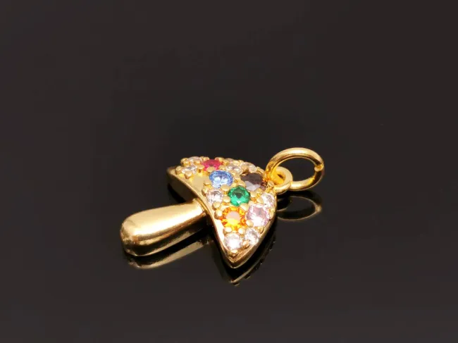 Charm ciuperca din cubic zirconia auriu 16x12mm