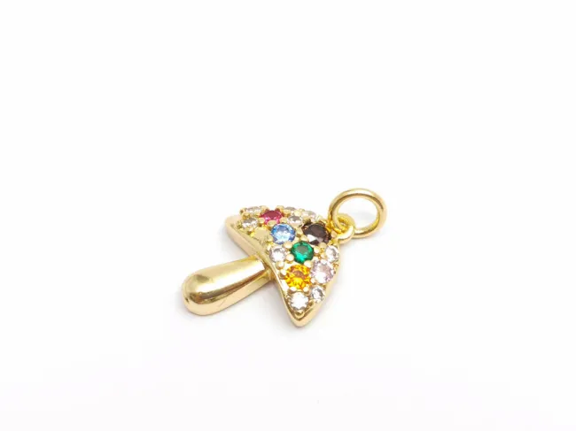 Charm ciuperca din cubic zirconia auriu 16x12mm