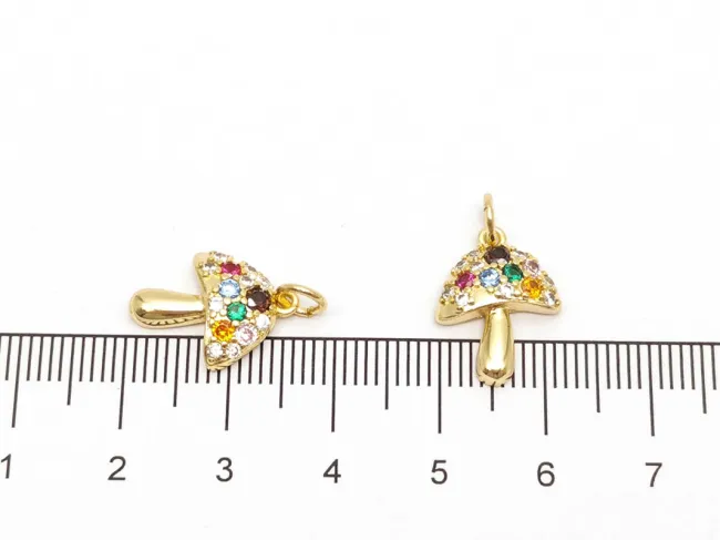 Charm ciuperca din cubic zirconia auriu 16x12mm