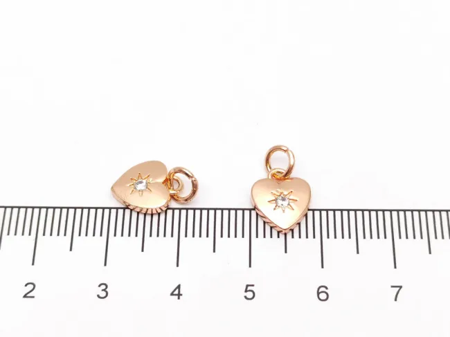 Charm inima din cubic zirconia rose gold 10x8mm
