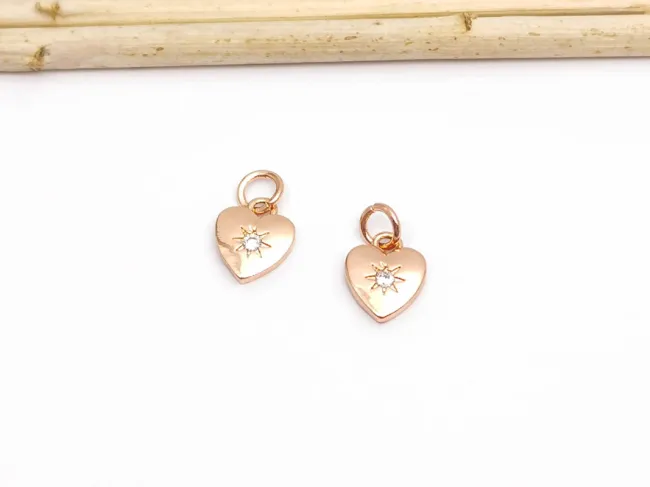 Charm inima din cubic zirconia rose gold 10x8mm