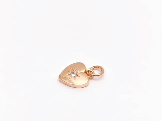 Charm inima din cubic zirconia rose gold 10x8mm