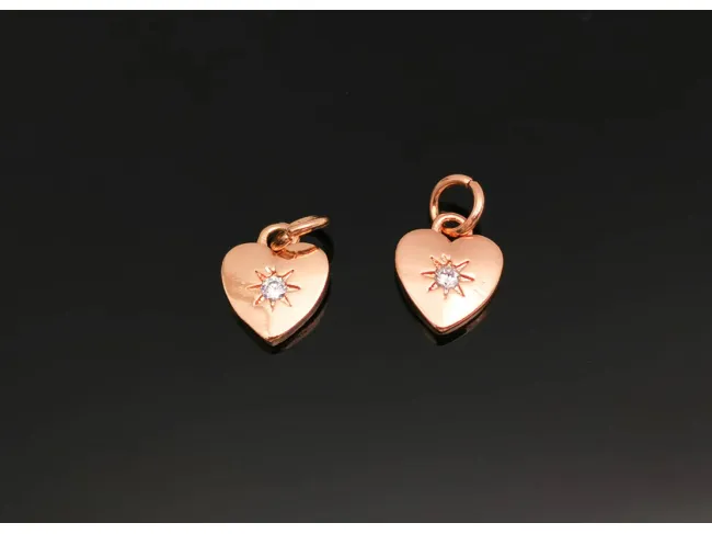 Charm inima din cubic zirconia rose gold 10x8mm