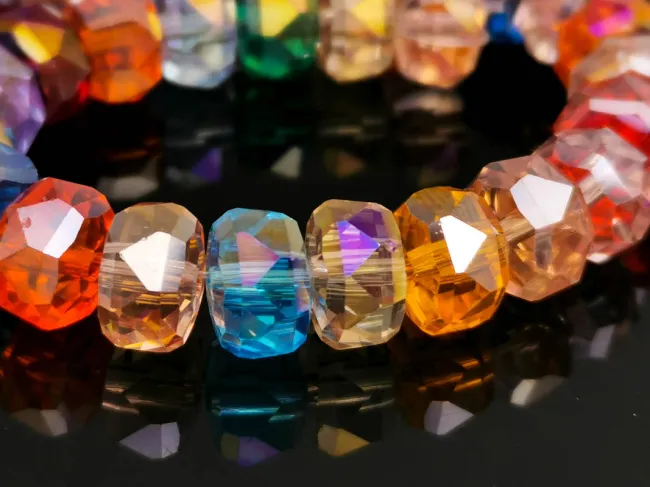 Margele cristal rondel fatetat 8x5mm multicolor (sirag)