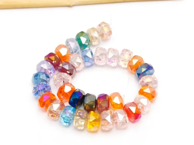 Margele cristal rondel fatetat 8x5mm multicolor (sirag)