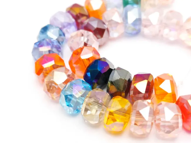Margele cristal rondel fatetat 8x5mm multicolor (sirag)