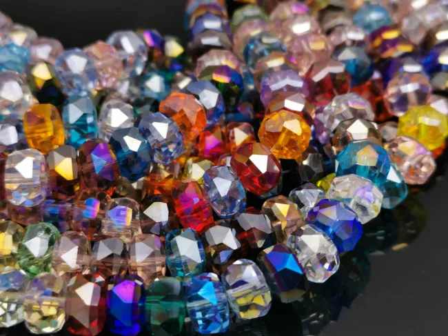 Margele cristal rondel fatetat 8x5mm multicolor (sirag)