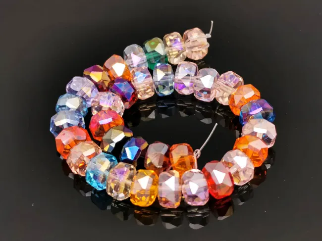 Margele cristal rondel fatetat 8x5mm multicolor (sirag)