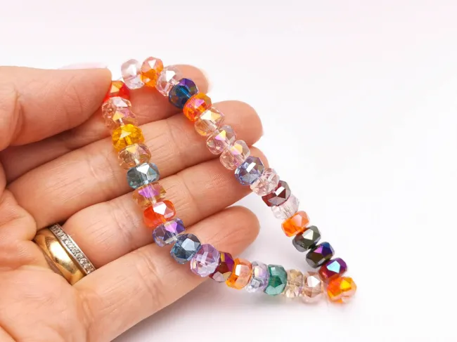 Margele cristal rondel fatetat 8x5mm multicolor (sirag)