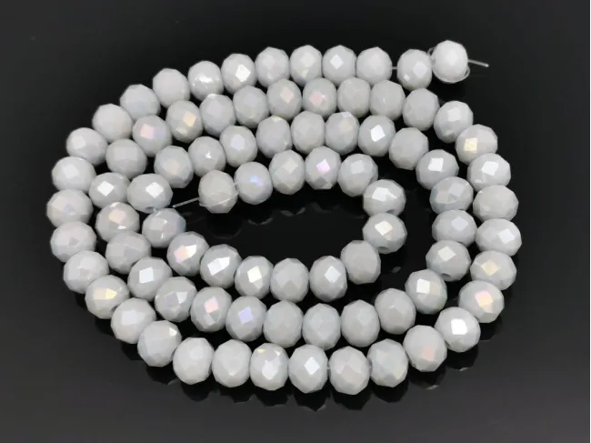 Margele cristal rondel fatetat 6x4mm gri deschis opac AB (sirag)