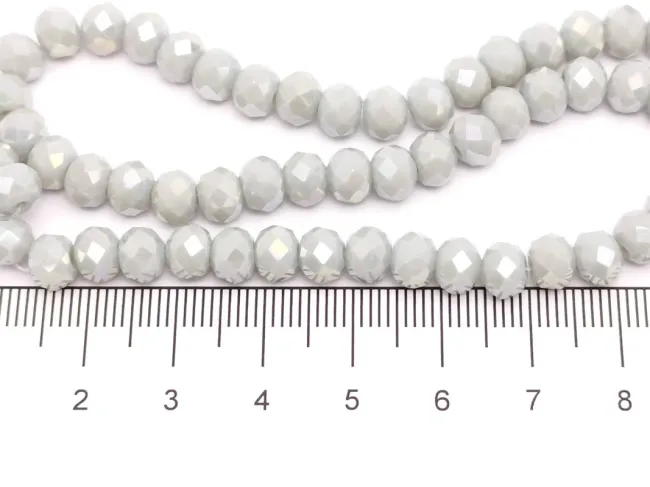 Margele cristal rondel fatetat 6x4mm gri deschis opac AB (sirag)