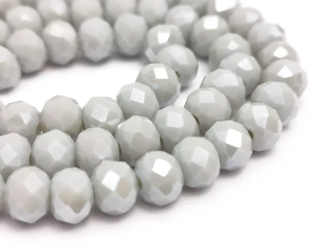 Margele cristal rondel fatetat 6x4mm gri deschis opac lustered (sirag)