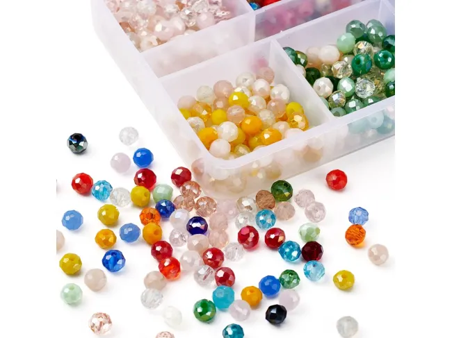 Selectie cristale rondele 4x3mm 660 buc + cutie mica