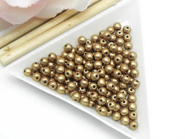 Margele cehia rotunde 4mm metallic ceylon yellow (10buc)